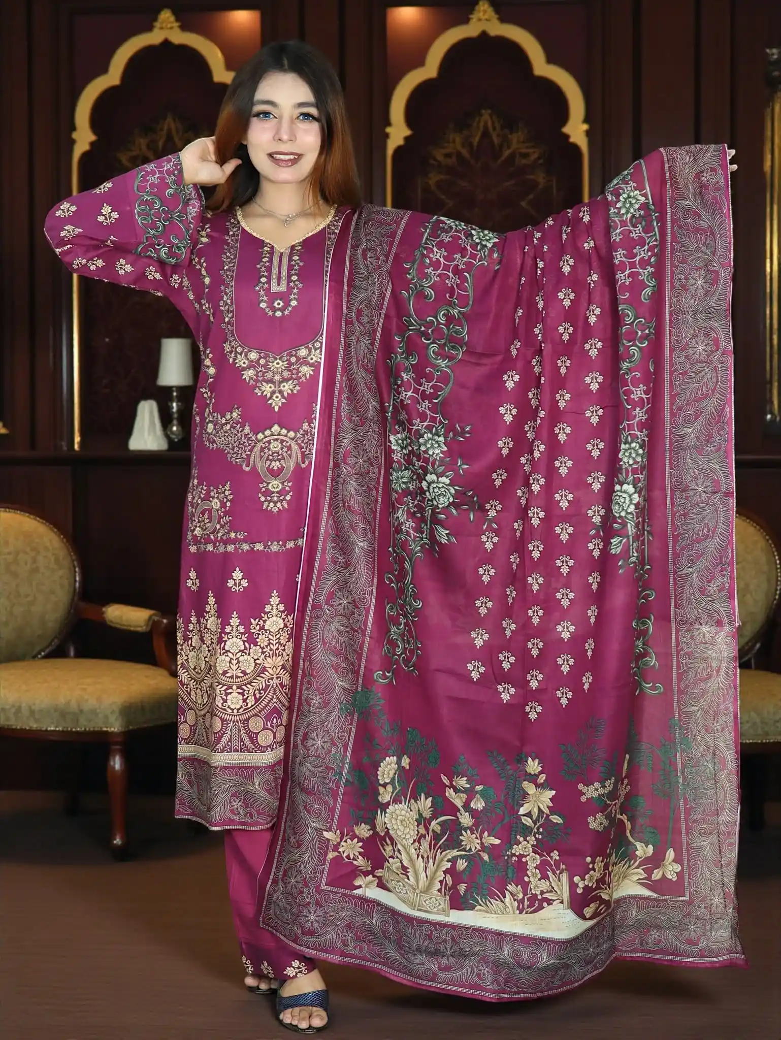 আনরেডি ZAMZAM 408 PINK COLOR LAWN